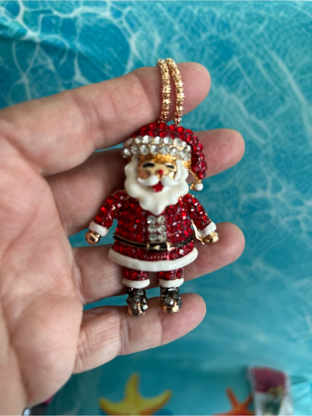 Santa Claus Red Necklace-Large Pendant New. Chr